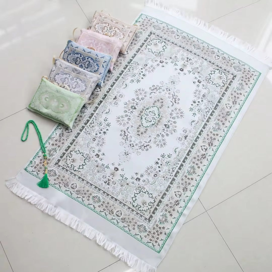 3pcs Set Middle Eastern Style Prayer Mat, Printed Prayer Rug With Bag & Beads, Lightweight, Portable, Comfortable & Non-Slip